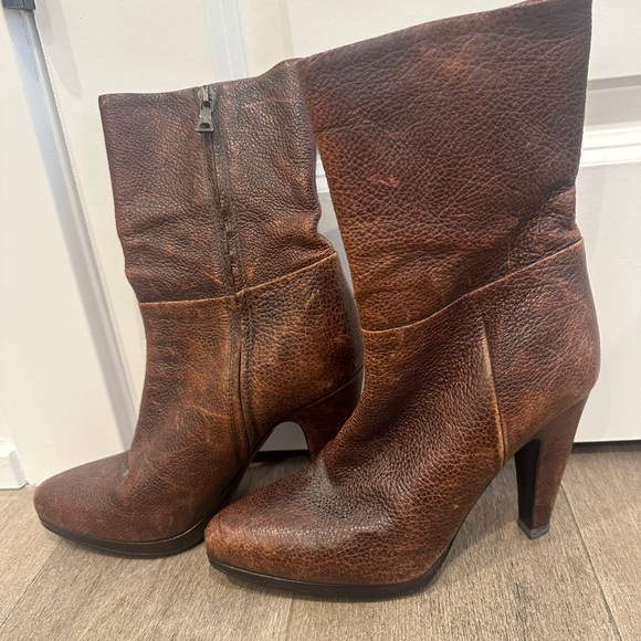 PRADA Pebbled Leather Platform Heeled Boot ($1395 Retail) - Picture 6 of 7